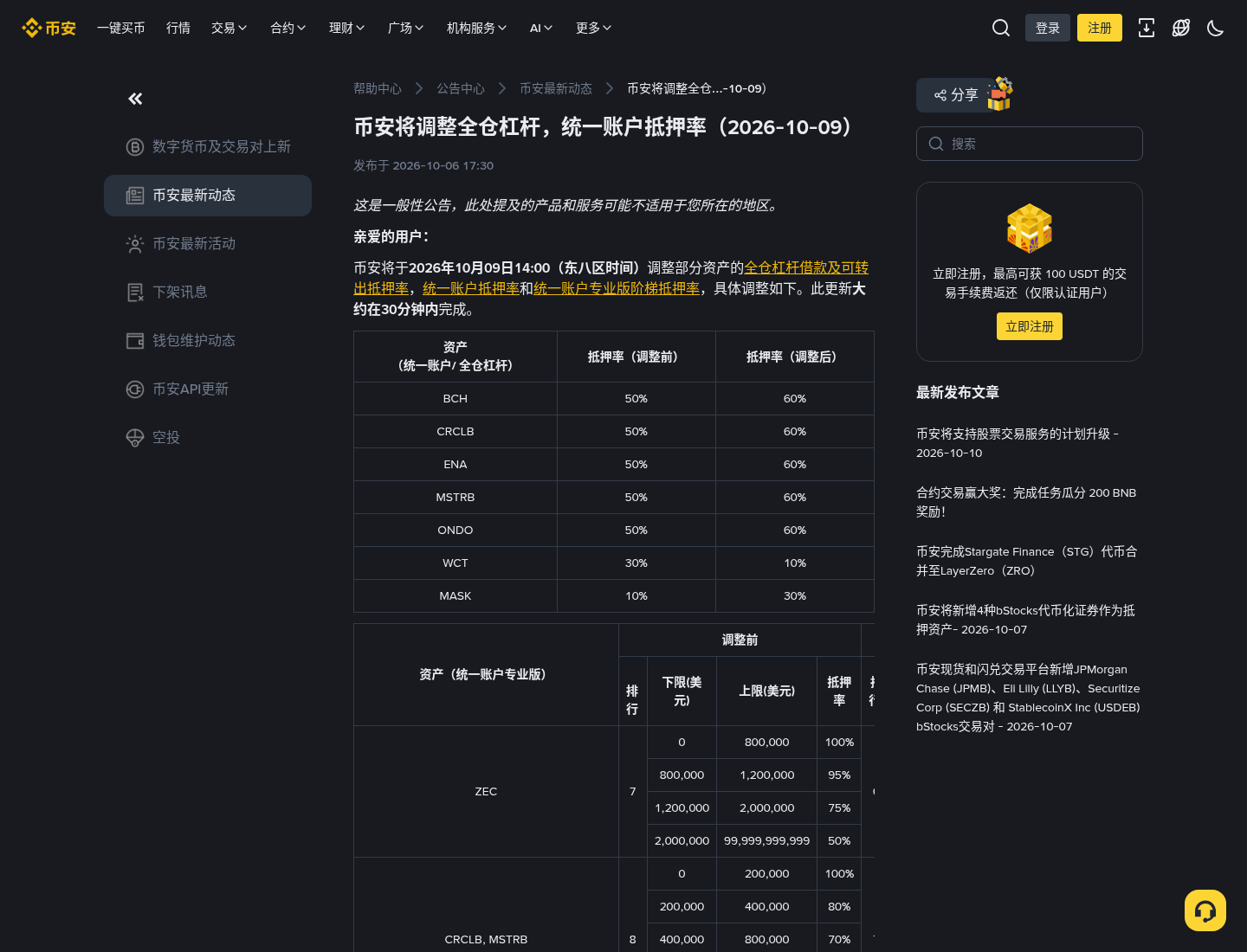 新手第一次核对币安 10-09 抵押率:公告与参数页入口-玩转加密货币